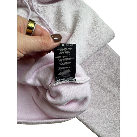 UGG Fleece Cropped Hoodie Pink Pullover Kangaroo Pocket Drawstring Size M - Picture 7 of 7